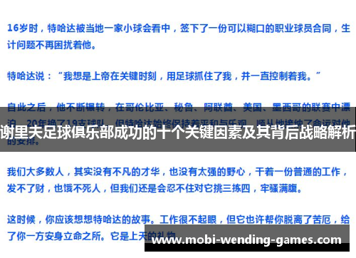 谢里夫足球俱乐部成功的十个关键因素及其背后战略解析